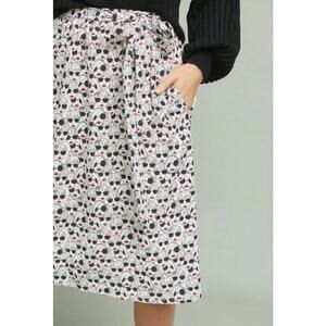 Porridge x Anthropologie Women's Face Getaway Skirt White Pull On Waist Tie Midi